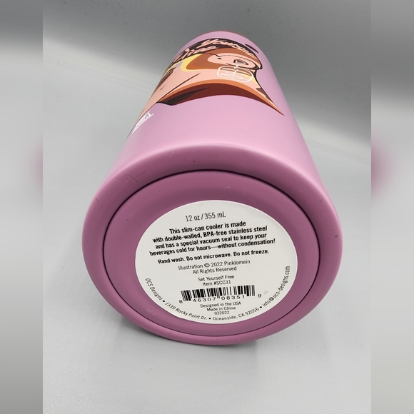 New Pink Lomein Set Yourself Free 12 oz Slim Can Cooler Bpa free - Picture 3 of 3